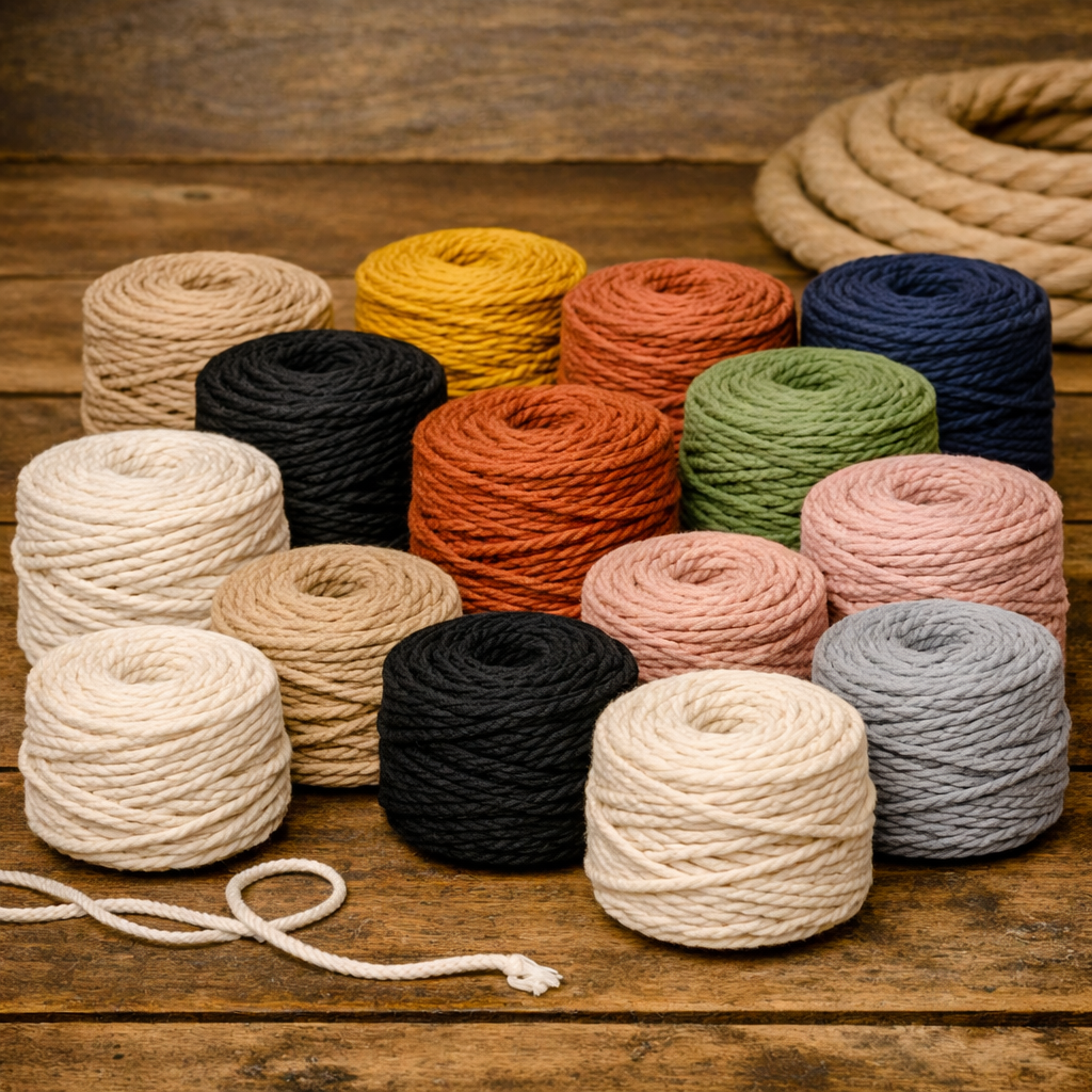 Soft macrame cotton rope ideal for weaving and knotting projects