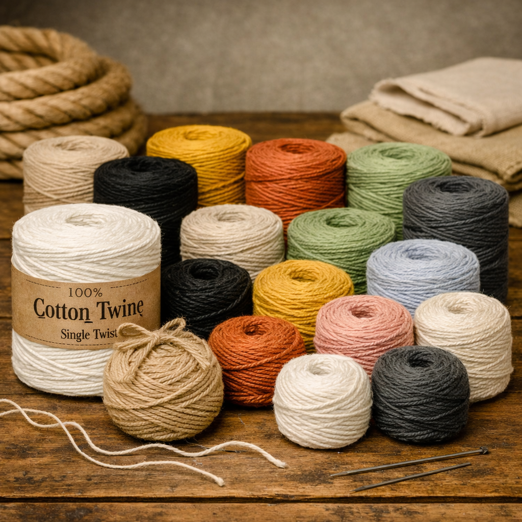 Soft single‑twist cotton cord for macrame and decorative use