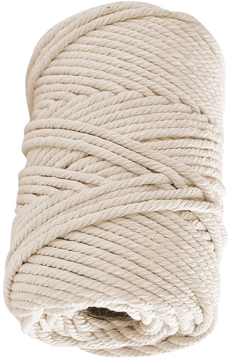 Close-up of a roll of 100% natural cotton string, tightly wound and soft in texture - ideal for packaging, crafting, or household use.