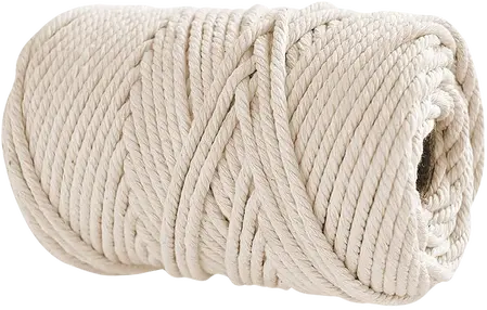 Close-up of a roll of 100% natural cotton string, tightly wound and soft in texture - ideal for packaging, crafting, or household use.