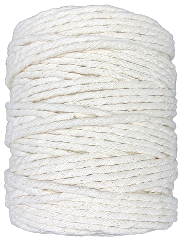 Thick single-twist cotton twine made from natural fibres, with a soft texture and combable finish - ideal for macramé tassels, packaging, stationery, and handicrafts.