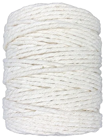 Thick single-twist cotton twine made from natural fibres, with a soft texture and combable finish - ideal for macramé tassels, packaging, stationery, and handicrafts.