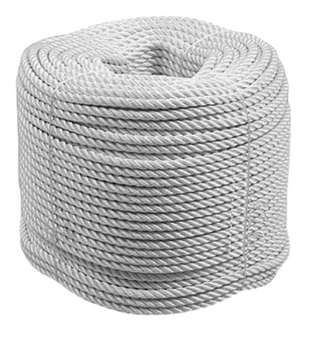 A thick white cricket boundary rope laid along the edge of a sports field. Made from durable synthetic fibers, this rope is designed to mark the perimeter of cricket grounds. It features a twisted construction for strength and visibility, and is commonly used in professional and amateur matches to define field boundaries.