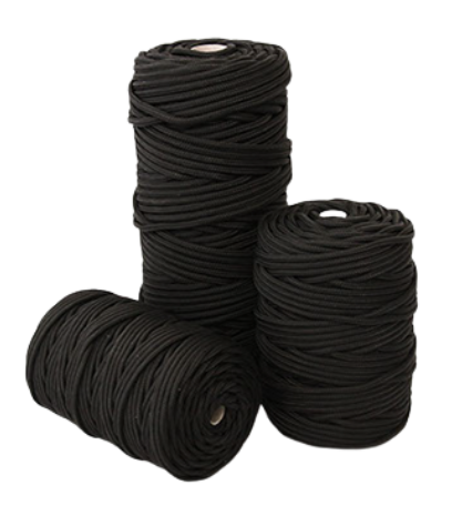 Firm round braided cord made from high-tenacity polypropylene multifilament yarn. Commonly used for tensioning musical drums, but also suitable for general-purpose applications where durable, soil-resistant rope is needed.
