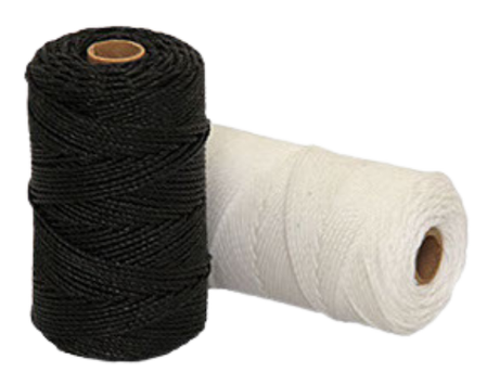Thin twisted cord made from synthetic polyethylene fibre, measuring 1.5mm in diameter. Commonly used for shadecloth repairs, fine sports nets, handicrafts, and general-purpose applications requiring lightweight, abrasion-resistant twine.