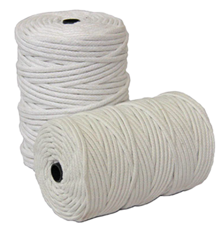 Light-coloured round braided cord made from synthetic yarn. Commonly used as an insert in upholstery and furniture applications. Designed to stay hidden beneath covering fabrics while providing structure and definition.