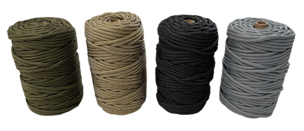 High-strength polyester round braid rope with a tightly woven outer sheath over a core - available in 16-braid and 24-braid constructions, and assorted colours. Designed for boating, tents, flagpoles, blinds, and load securing. UV-resistant and durable for outdoor use.