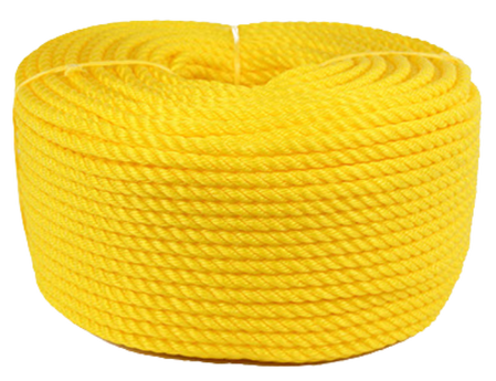 A bright-colored polyethylene rope with a twisted or braided construction, designed for marine, utility, and general-purpose applications. Made from durable synthetic fibres, this rope is lightweight, floats on water, and resists moisture, chemicals, and UV exposure. Commonly used for boating, fishing, and outdoor tasks.