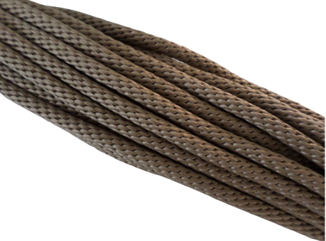 Firm round braid made from high-quality polypropylene multifilament yarn with a silky texture and spiral appearance - popular for jewellery design, indoor furniture, dog leads, and decorative applications. Available in beige and other colours.