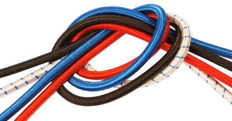 High-strength elasticated rope with a rubber core and black polyester braid. Commonly used for tie-downs in boating, motoring, camping, and outdoor leisure. Also ideal for securing advertising banners and agricultural shade netting.