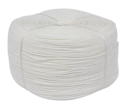 A white twisted polyethylene washline rope designed for hanging laundry indoors and outdoors. Made from 100% polyethylene, this rope offers minimal sag, weather resistance, and durability. Commonly used by washline manufacturers and available in retail packs for household use.